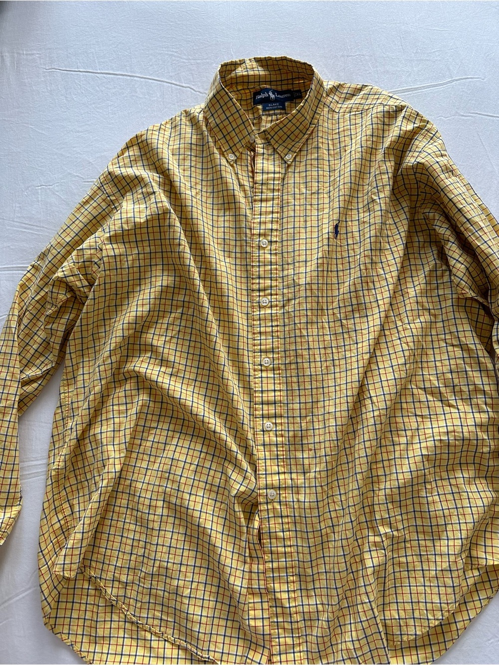 Ralph Lauren Yellow & Navy Plaid Button-Down Shirt
